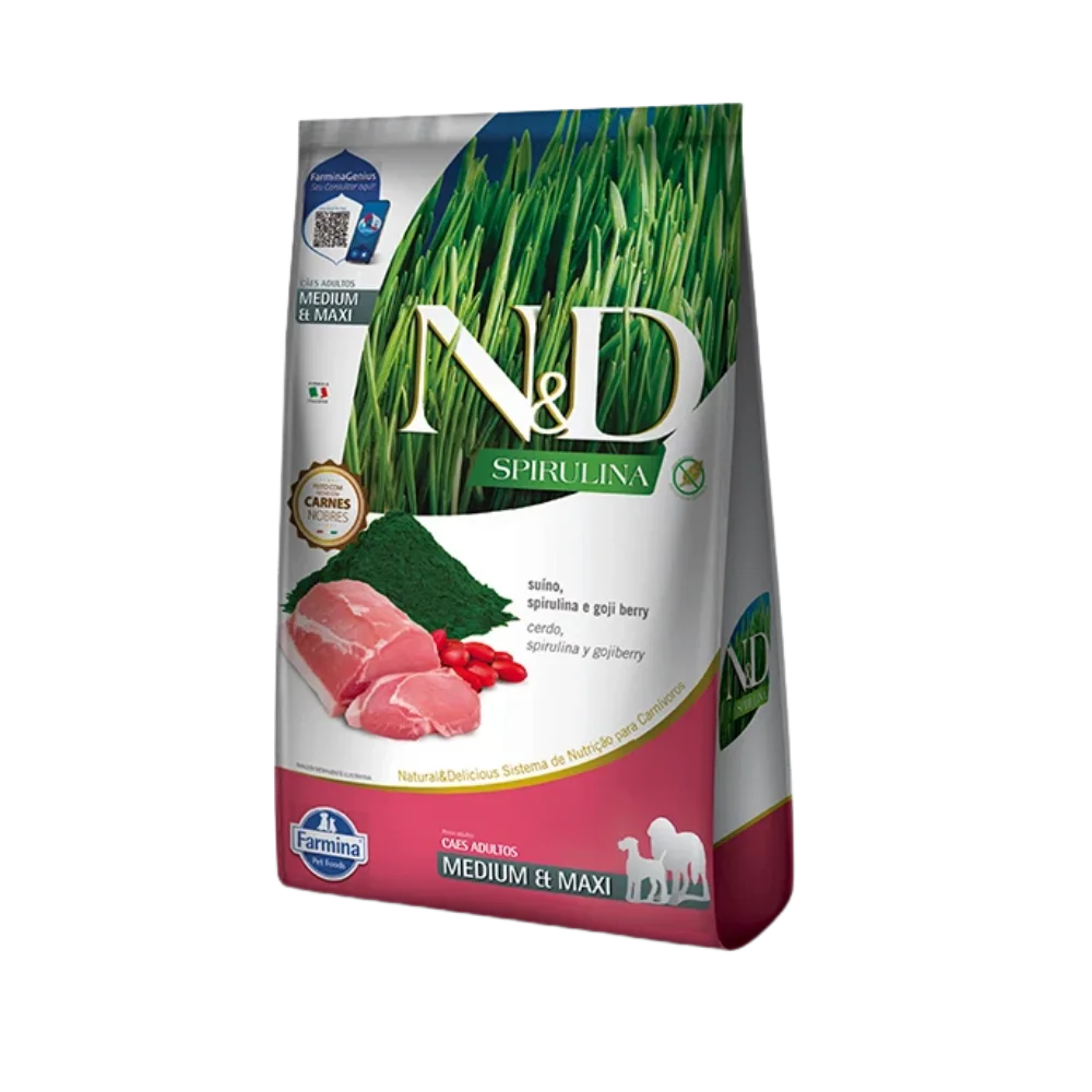 ND SPIRULINA C SUINO AD MD/MX X 10.1KG Farmina N&D alimento mascotas Skapets Colombia