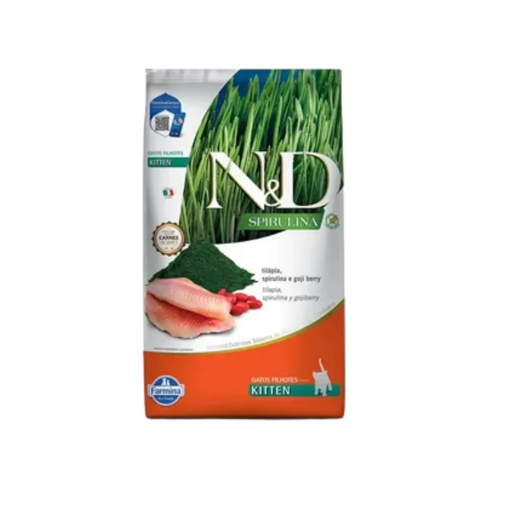 ND SPIRULINA F KITTEN TILAPIA X 1.5KG Farmina N&D alimento mascotas Skapets Colombia